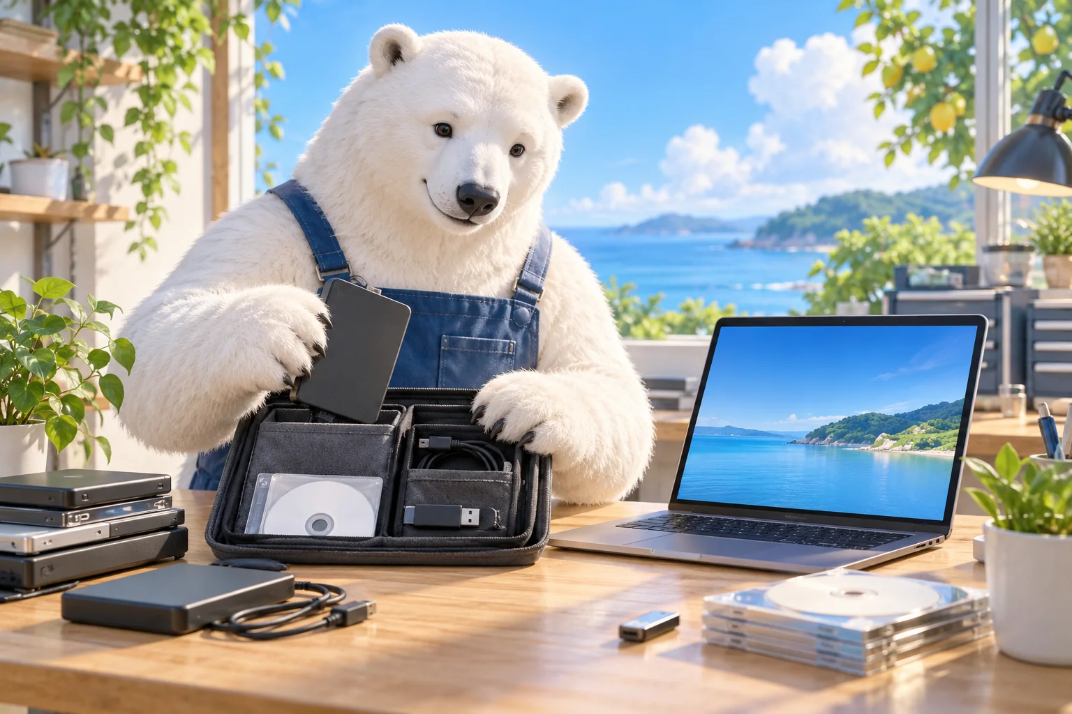 パソコンの初期化・再セットアップ代行｜宮崎県日向市のPCサポートをイメージした動物たちのITサポート風景