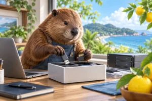 USBメモリ・SDカードのデータ復旧｜認識しない・消えたときに【宮崎県・日向市】をイメージした動物たちのITサポート風景