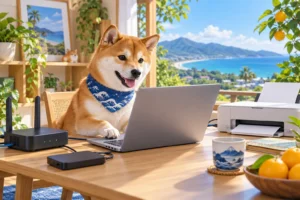 パソコンの初期設定・セットアップ代行｜宮崎県のIT/PC総合サポート宮崎をイメージした動物たちのITサポート風景